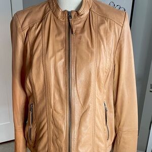 Black Rivet Women's Tan Leather Bomber Jacket - XL | Stylish Zip-Up